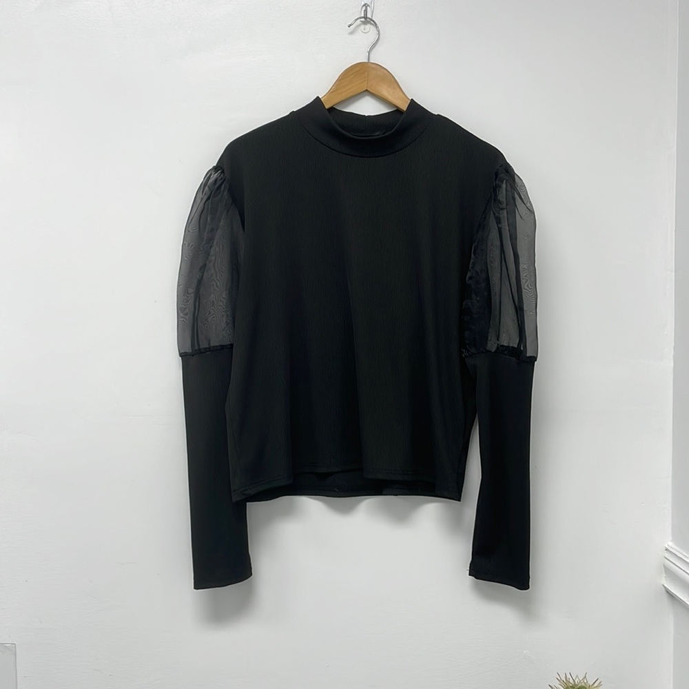 Black crop top long sleeve, Size 2XL, brand INCERUN